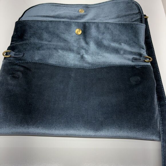 Anthropologie Blue Velvet Corded Shoulder & Crossbody Clutch Bag New Without Tag - Picture 16 of 16